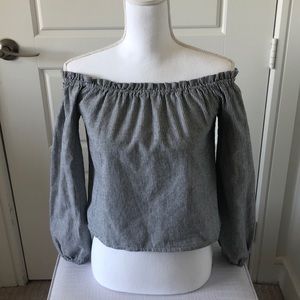 Brandy Melville Striped over the shoulder top